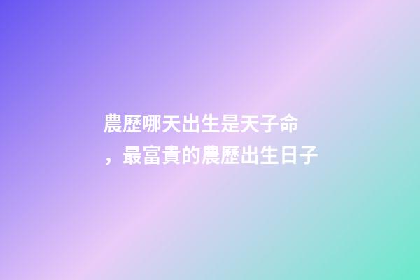 農歷哪天出生是天子命，最富貴的農歷出生日子
